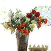 5 têtes chrysanthème soie fleurs artificielles boule de fleurs décoration de la maison usine vente en gros riche