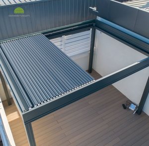 DIY מודרני פרגולה ממונע תריסי מפואר נשלף רפפות גג Bioclimatic פרגולה - Product Image 1
