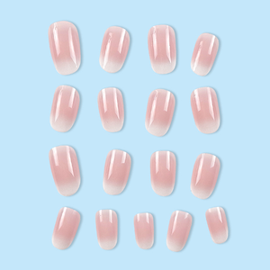 24 Uñas Postizas Acrílicas Hechas a Mano, Cortas, Redondas, Rosas y Blancas, Personalizadas - Product Image 4