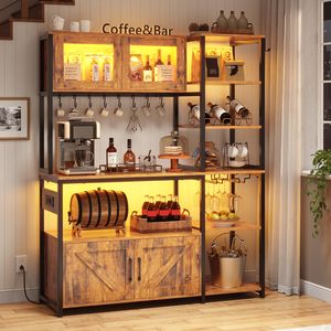 Gabinete de Almacenamiento de Madera Moderno SENYU con Iluminación LED, 8 Estantes, Mueble de Cocina para Cafetería, Diseño Duradero - Product Image 2