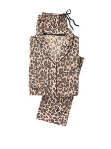 2020 più nuovo Modo di Disegno Caldo Romantico Dei Pigiami Delle Donne Degli Indumenti Da Notte di Raso Della Stampa Del Leopardo Sexy Dei Pigiami - Product Image 3