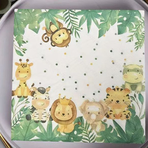Printed Lion Shaped Square Paper Napkins 33x33cm For Themed Party Disposable Serviettes - Product Image 2