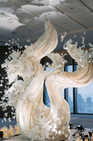 Backdrop Bunga Organza Voile Buatan, Ukuran dan Warna Sesuai Pesanan, Mewah untuk Pesta, Perayaan, dan Acara Premium
