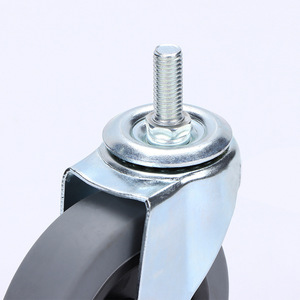 4 Inch Swivel <b>Caster</b> <b>Wheels</b> With Shock Absorption For Industrial Use Threaded Rod Mounting Soft Tread - Product Image 1
