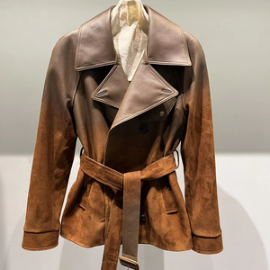 <span class=keywords><strong>Cappotto</strong></span> in pelle scamosciata alla moda da <span class=keywords><strong>donna</strong></span> aderente giacca doppiopetto giacca giacca in <span class=keywords><strong>camoscio</strong></span> a vita calda per l'autunno - Product Image 1