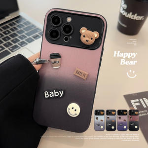 เคสโทรศัพท์ลายหมี 3 มิติ สีไล่ระดับ หน้าต่างเลนส์ขนาดใหญ่ วัสดุ TPU แบบด้าน สำหรับ <span class=keywords><strong>iPhone</strong></span> 16 15 14 13 12 <span class=keywords><strong>11</strong></span> <span class=keywords><strong>Pro</strong></span> <span class=keywords><strong>Max</strong></span> Plus - Product Image 1