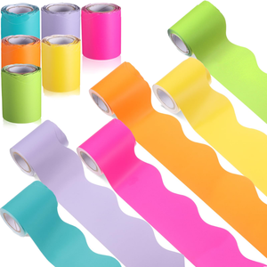 Borde Decorativo Ondulado Reutilizable e Impermeable para Tableros de Anuncios, Rollo de Papel Colorido para Decoración de Pizarrones Escolares - Product Image 1