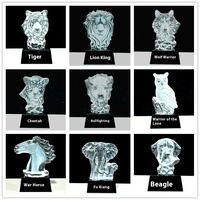 Haute qualité Personnalisable Animal Sculpture Cristal Trophée Personnalisé Cristal Trophée Ornement Animal Tête Statue