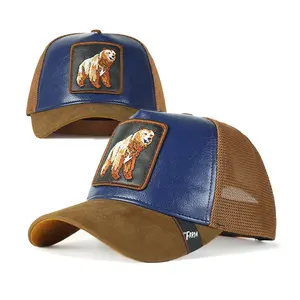 للبيع بالجملة قبعات بيسبول رياضية مطرزة 5 طبقات قبعات مخصصة للرجال من الجلد الشبكي قبعات سائقي الشاحنات قبعات gorras أصلية مطبوع عليها حيوانات