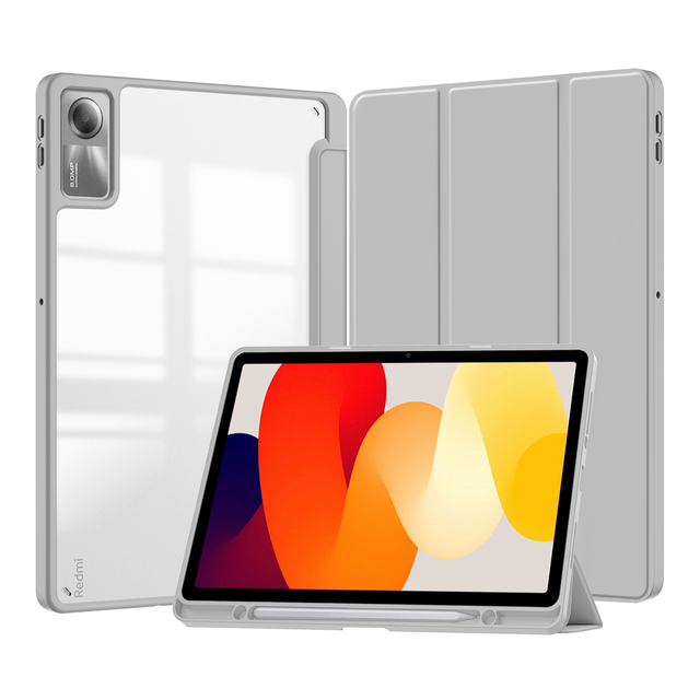 Trifold Stand Clear Acrylic Back Shell Shockproof Tablet Cover Case for Xiaomi Redmi Pad SE 11Inch 2024 Case with Pen Holder