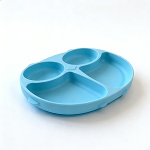 Umweltfreundlicher Reiner Silikon-Fütterteller für Kleinkinder mit Saugnapf-Boden Unzerbrechliche Eulen-Design Baby-Schüssel mit Fächern - Product Image 4
