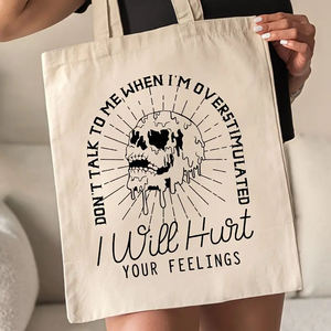 Sac fourre-tout en toile avec imprimé squelette « <span class=keywords><strong>Ne</strong></span> me parlez <span class=keywords><strong>pas</strong></span> quand je suis surstimulé », sac de voyage et de courses réutilisable pour femme, sac à bandoulière - Product Image 4