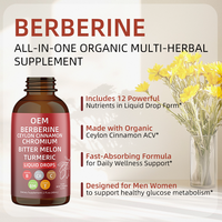Complément alimentaire liquide oral pour adultes Greenpie à base d'extraits de plantes : berbérine, cannelle de Ceylan, melon amer, curcuma