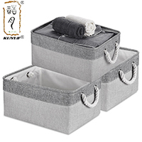 KUYUE Offre Spéciale fait à la main jouet décoratif vêtements chaussettes stockage poubelles gris coton panier de rangement pliable Opp sac salle de bain