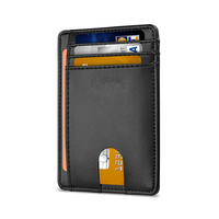 Porte-cartes de crédit court en cuir véritable pour hommes, personnalisé, avec porte-monnaie mini, multi-cartes, ultra-fin, RFID
