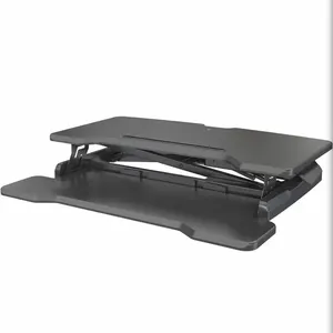 Customized Black Matte Steel Frame Height Adjustable Standing Desk Converter One-Touch Lock Mechanism