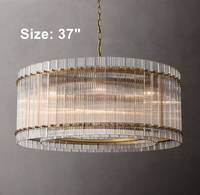 Grand lustre rond de 60 pouces pour la décoration du salon, lustres modernes de luxe en verre