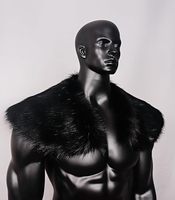 Échantillon de col en fausse fourrure Viking pour homme, accessoire de costume médiéval avec écharpe, cape et épaulettes en fausse fourrure