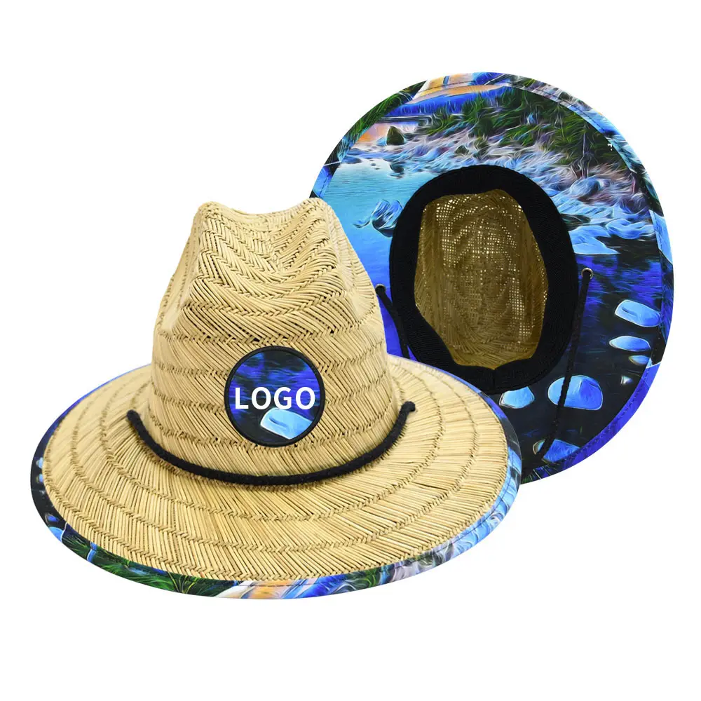 Chapeau de paille pour enfants, logo personnalisé, uni, filles, enfants, vente en gros, herbe naturelle, bébé nageur plage chapeaux de paille pour enfants