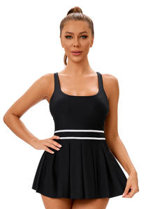 Stylish European American <b>Women's</b> Fitness <b>Swimwear</b> One-Piece Beachwear <b>Sexy</b> Back Cut-Out Solid Pattern Color Block Design - Product Image 2