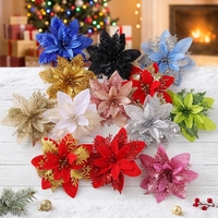 Weihnachtliche Stoffblumen-Dekorationen Gold Silber Rot Mehrschichtige Farbige Simulationsblumen Europäischer Stil Handgefertigter Weihnachtsbaum