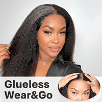 Perruque en cheveux humains 100% naturels, Lace HD sans colle, prête à porter, pré-épilée, cheveux indiens Kinky Straight, couleur naturelle