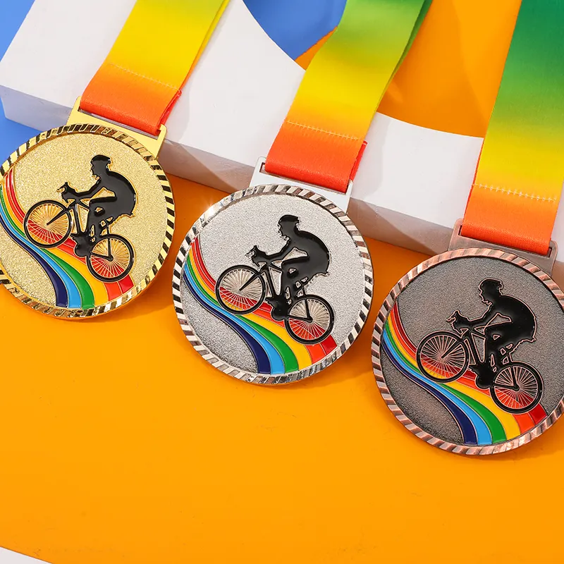Médailles de vélo d'équitation en plein air en émail doux Médaille en métal Médaille de vélo de vélo