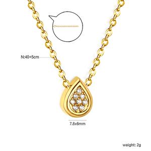 Collier pendentif cœur en acier inoxydable plaqué or 18 carats avec zircon et chaîne goutte d'eau ronde et carrée pour femme - Product Image 6