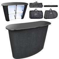 Comptoir de salon professionnel pliable en aluminium ovale rectangulaire portable avec lumière LED, couleur personnalisée, taille personnalisée