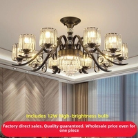 Lustre en cristal postmoderne de luxe avec source de lumière LED, alimentation CA, base en fer pour salon, éclairage de plafond pour toute la maison