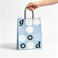 Sac cadeau en papier kraft bleu style Ins, sac à main portable pour emballage de souvenirs et de café à emporter