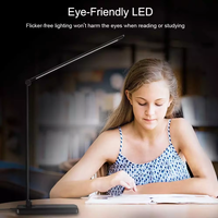 Lampe de bureau LED PC pliable à rotation multidirectionnelle, capteur tactile, charge USB/CA, 650lm, 5000K, 93Ra, idéale pour l'étude - Meilleure vente