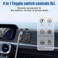 Panel de Montaje para RV con Toma de Corriente USB de 12V, Panel de Interruptores Marino Impermeable de 12V con Puerto USB PD, Voltímetro LED y Encendedor de Cigarrillos