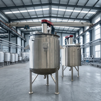 Cuve de mélange en acier inoxydable monocouche avec agitateur à ancre et à pales, pompe, moteur et chauffage électrique pour la cuisson et le mélange du chocolat