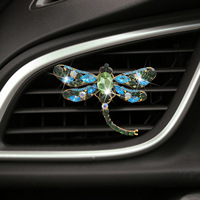 Très belle pince à évent de voiture en forme de libellule parfum métal et strass matériel voiture solide diffuseur parfum d'air
