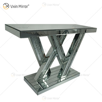 Vxin — miroir, table de console avec design en cristal W, couleur argent, miroir dans le couloir, meuble de salon, offre spéciale, nouvelle collection