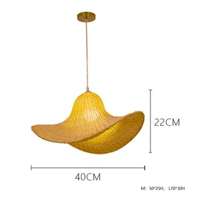 Lampada in vimini a forma di lampada per la casa lampada a sospensione cappello tessuto artigianale <span class=keywords><strong>paralume</strong></span> appeso <span class=keywords><strong>paralume</strong></span> in tessuto per Bar Cafe - Product Image 3