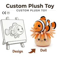 Fabrication sur mesure de jouets en peluche Poisson-clown, ensemble de peluches Récif corallien, oreillers décoratifs, poupées en peluche lestées, conception OEM ODM, MOQ