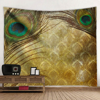 Belle tapisserie de paon personnalisée, décoration murale pour chambre à coucher, couverture en polyester pour chevet de dortoir