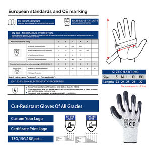 Venta caliente Cut-5 Hppe <span class=keywords><strong>PU</strong></span> Guantes anticorte Guantes de seguridad para la construcción Guantes recubiertos protectores antideslizantes resistentes a los cortes - Product Image 5