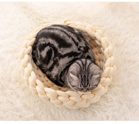 Lit pour chien rond moderne fait main en polyester avec rembourrage en laine grossière Petopia, motif uni, idéal pour les voyages