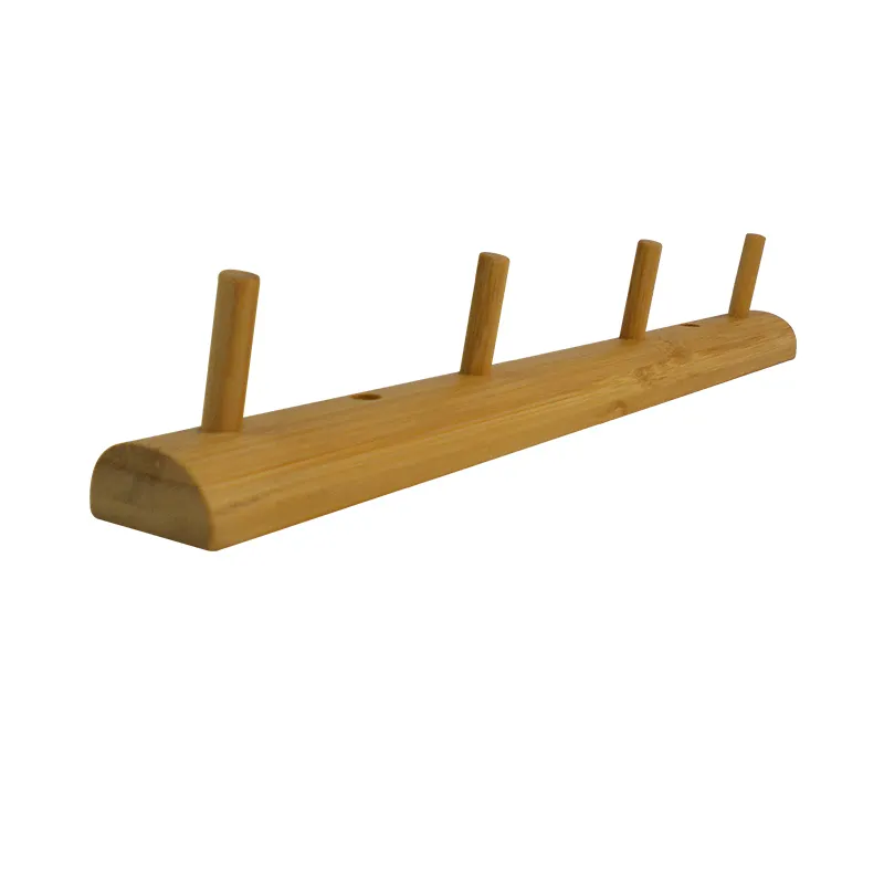 Coat Racks Wall Mounted 4 Hooks Hanger Heavy Duty Bamboo Wood Board Plank for Hanging Towel Clothes