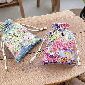 Colorful Recyclable Cotton Bags Customized Design Aqueous Coated Clothing Embroidered Screen Printed Gilded Star Moon Packaging - Product Image 5