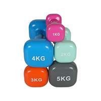 Haltères carrés d'entraînement de fitness pour la salle de sport, haltères en fonte recouverts de vinyle pour femmes, 0,5 kg à 5 kg