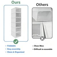 Meuble de rangement robuste à 6 niveaux avec porte transparente, étagère à chaussures empilable, idéal pour salle de bain et cuisine, design moderne