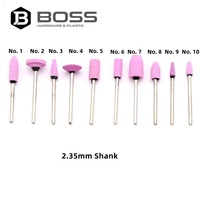 1 pièce BOSS Disque abrasif cylindrique de 100 mm avec tige de 2,35 mm pour outils rotatifs, tête de meule professionnelle pour polissage de l'acier, rose 3,0 mm