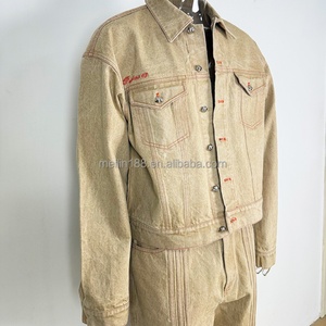 Ensemble deux pièces en jean et vestes en denim, style vintage délavé, personnalisable OEM, haute qualité, pour hommes - Product Image 3