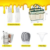 1 Ensemble d'accessoires d'apiculture en acier inoxydable : fumoir, brosse, gants, grattoir, couteau à miel, pince