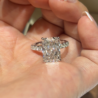 Bague en diamant de laboratoire taille Radiant 1-5 carats, or blanc 14K/18K, 4 griffes pavées, certifiée IGI, couleur D-G, pureté VVS1-VS2