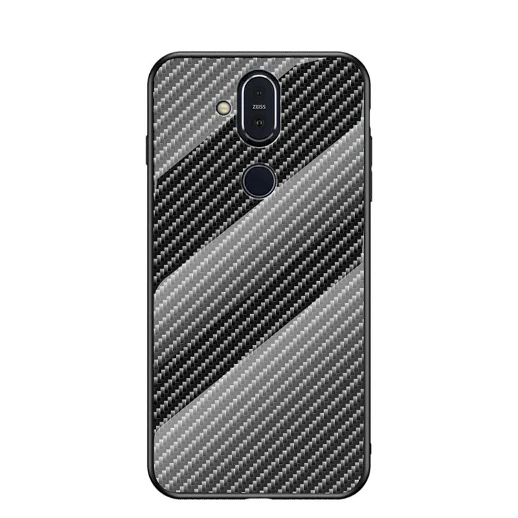 Slim Luxury Carbon Fiber Back glass Phone Case Back Cover for NoKia X7